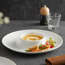 Modern White Soup & Tasting Plate with Integrated Bowl Center