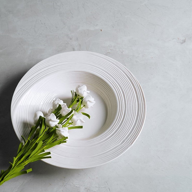 Modern White Textured Dinner Plate