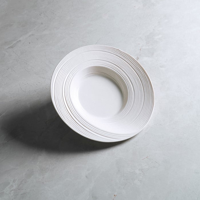 Modern White Textured Dinner Plate