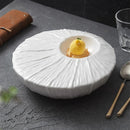 Modern White Textured Gourmet Plate with Recessed Centre