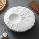 Modern White Textured Gourmet Plate with Recessed Centre