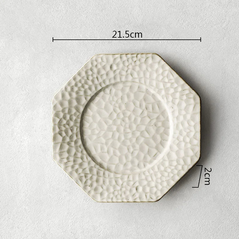 Octagonal Textured Ceramic Plate