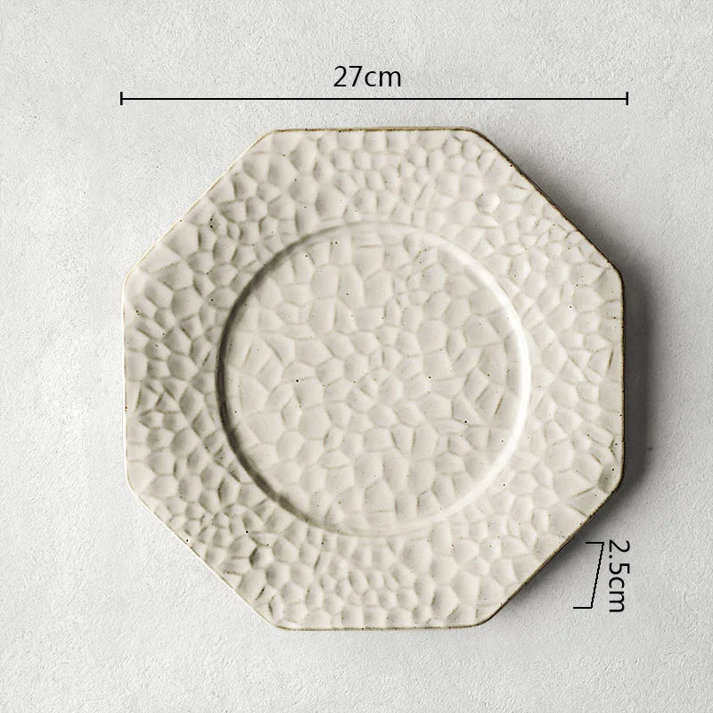 Octagonal Textured Ceramic Plate