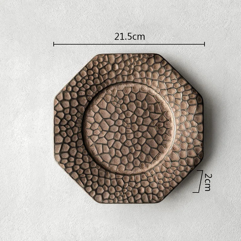 Octagonal Textured Ceramic Plate