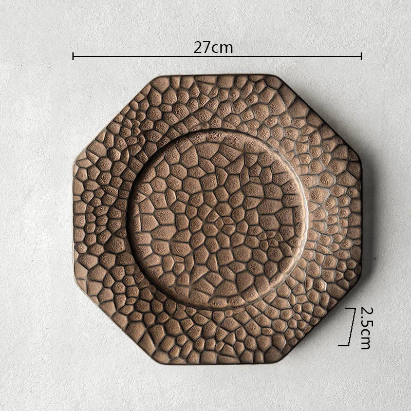 Octagonal Textured Ceramic Plate