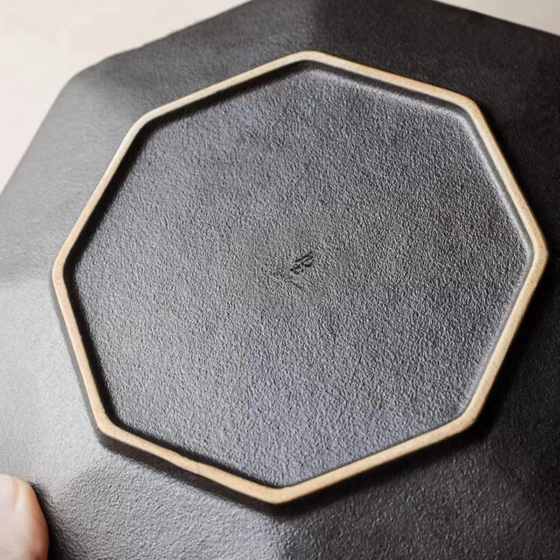 Octagonal Textured Ceramic Plate