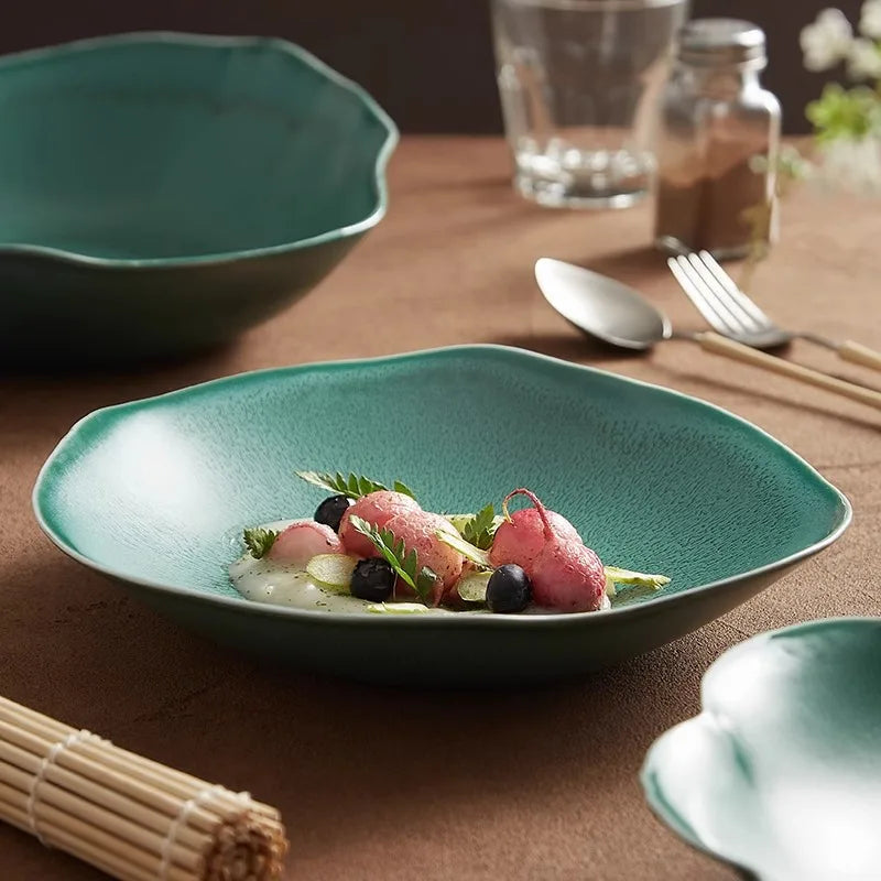 Organic Matte Green Ceramic Plate