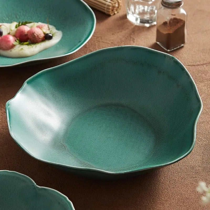 Organic Matte Green Ceramic Plate