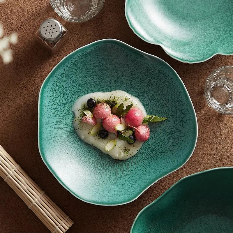 Organic Matte Green Ceramic Plate