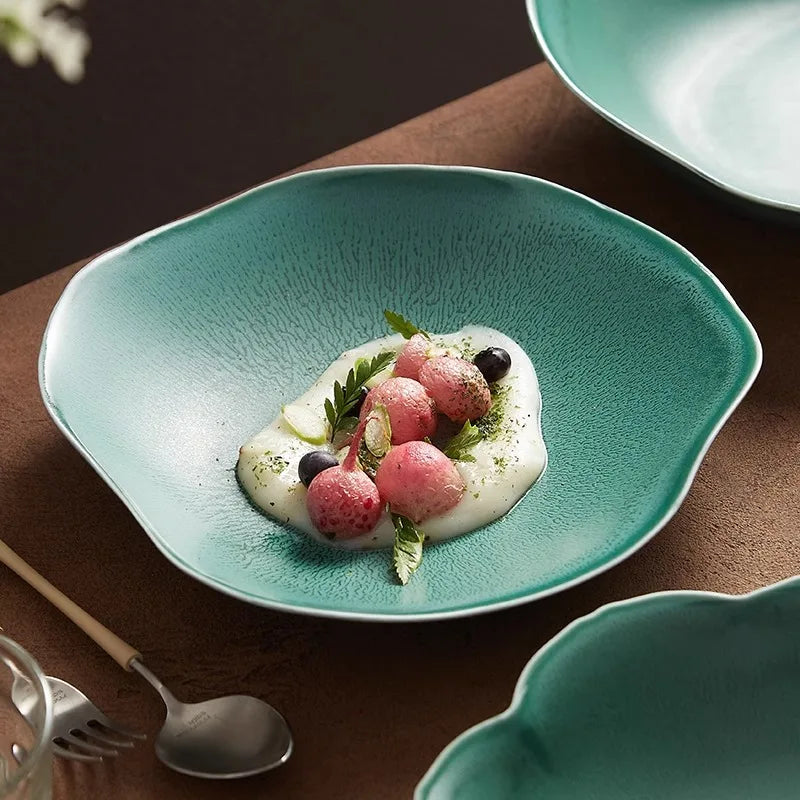 Organic Matte Green Ceramic Plate