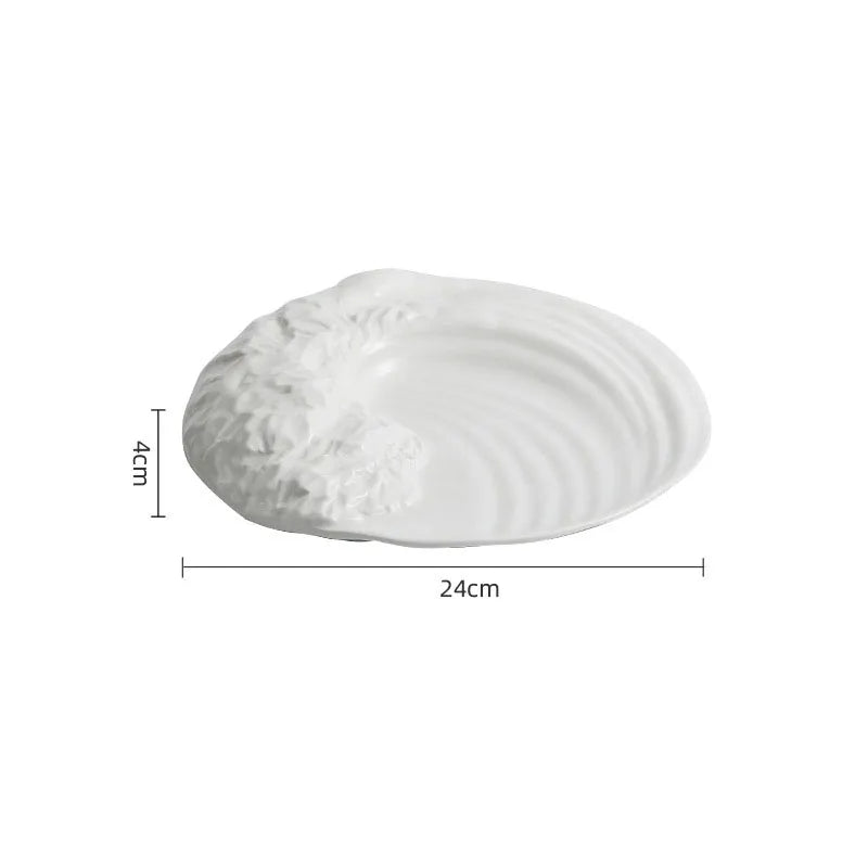 Organic Textured White Ceramic Plate