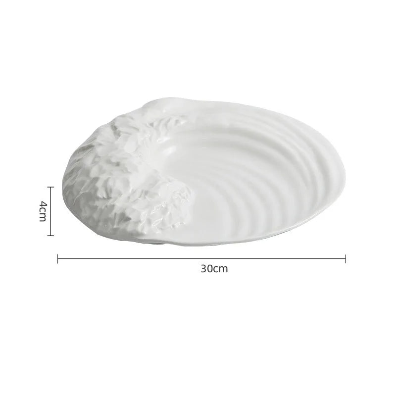 Organic Textured White Ceramic Plate