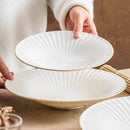 Radiant White Grooved Ceramic Plate