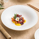 Radiant White Grooved Ceramic Plate