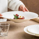 Radiant White Grooved Ceramic Plate