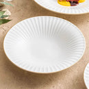Radiant White Grooved Ceramic Plate