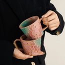 Reactive Glaze Ceramic Mug, Rope Handle, for Coffee and Tea