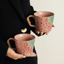 Reactive Glaze Ceramic Mug, Rope Handle, for Coffee and Tea
