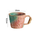 Reactive Glaze Ceramic Mug, Rope Handle, for Coffee and Tea