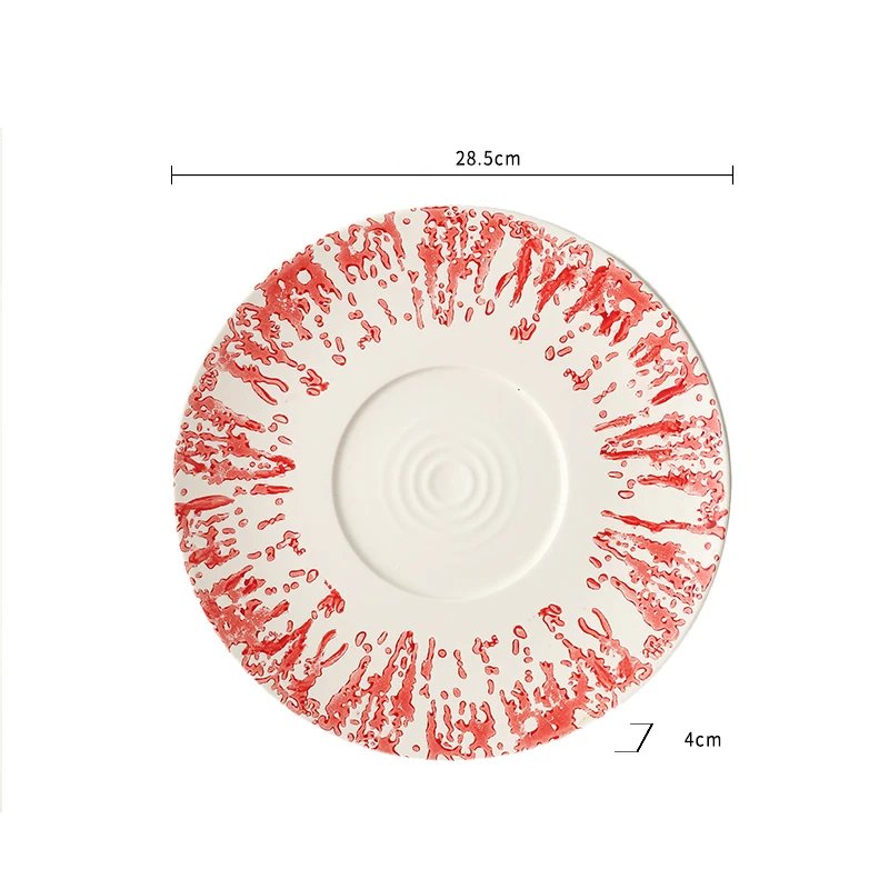 Red Splash Pattern Ceramic Dinner Plate