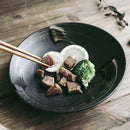 Retro Style Black Ceramic Plate with Brush Glaze