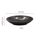Retro Style Black Ceramic Plate with Brush Glaze