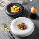 Ribbed Ceramic Plate, Round Deep Center, for Appetizers and Desserts