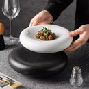 Ribbed Ceramic Plate, Round Deep Center, for Appetizers and Desserts
