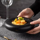 Ribbed Ceramic Plate, Round Deep Center, for Appetizers and Desserts