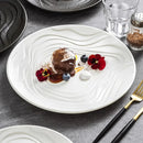 Ripple Textured White Ceramic Plate