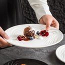 Ripple Textured White Ceramic Plate