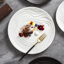 Ripple Textured White Ceramic Plate