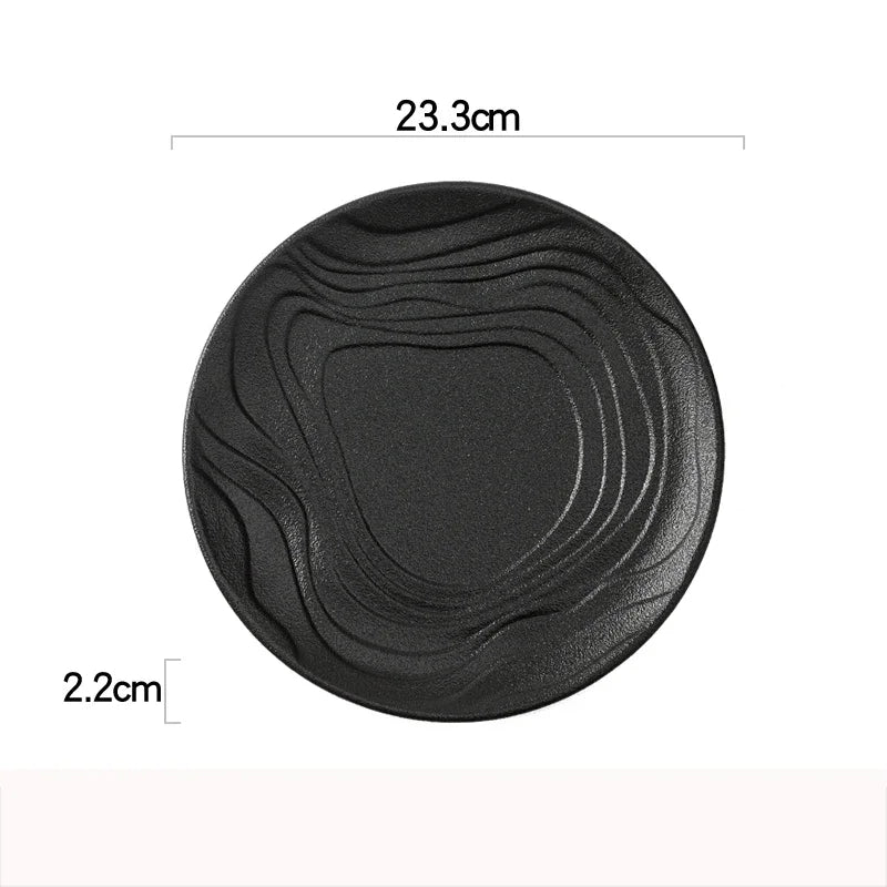 Ripple Textured White Ceramic Plate