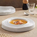 Rippled White Soup Plate for Artistic Fine Dining