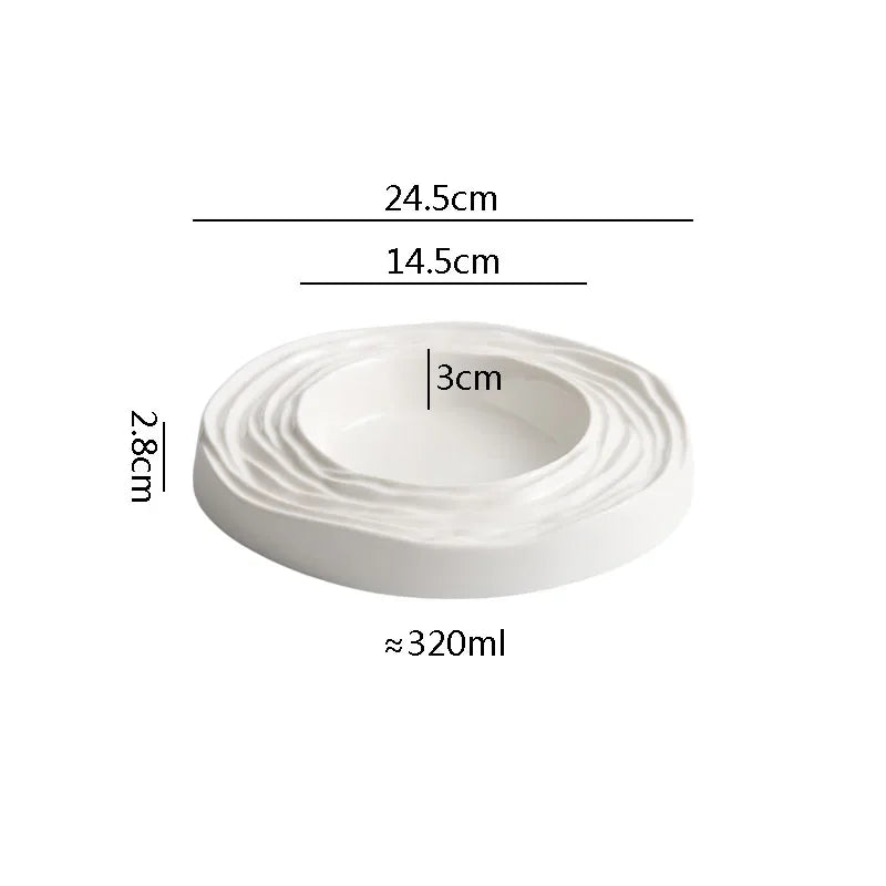 Rippled White Soup Plate for Artistic Fine Dining