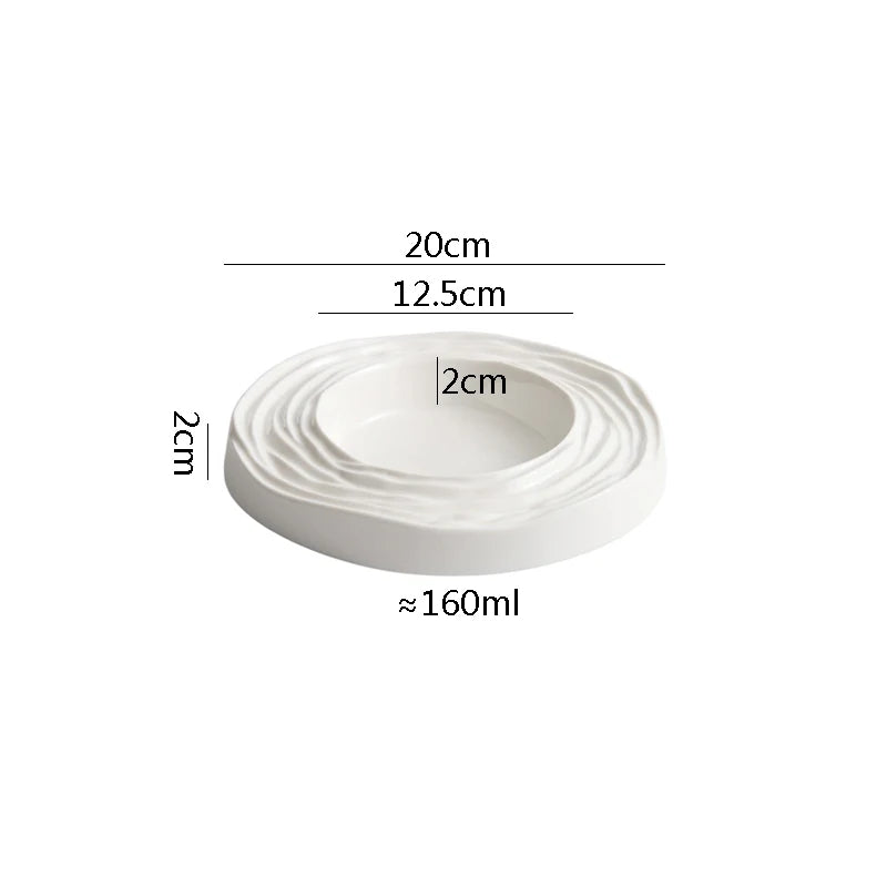Rippled White Soup Plate for Artistic Fine Dining
