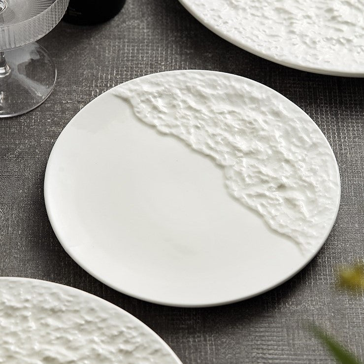 Elegant Round Ceramic Serving Plate with Unique Pattern