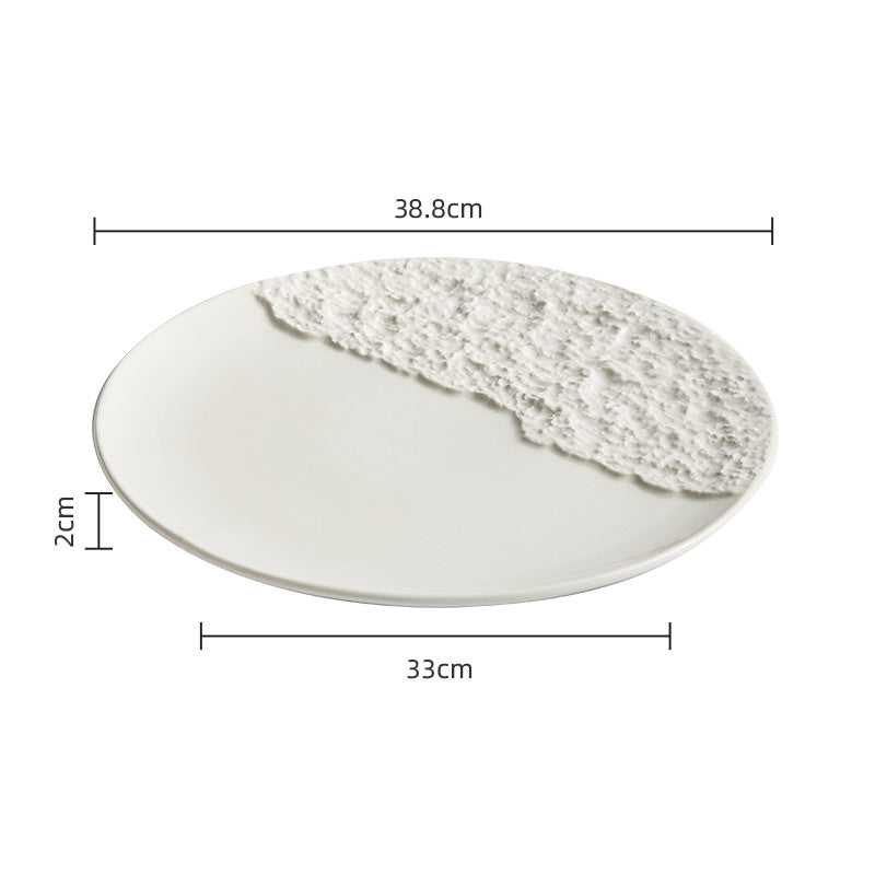 Elegant Round Ceramic Serving Plate with Unique Pattern