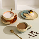 Round Reactive Glaze Ceramic Coffee Cup and Saucer