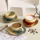 Round Reactive Glaze Ceramic Coffee Cup and Saucer