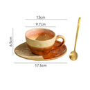 Round Reactive Glaze Ceramic Coffee Cup and Saucer