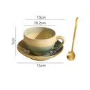 Round Reactive Glaze Ceramic Coffee Cup and Saucer