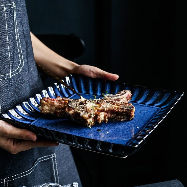 Ruffled Edge Square Ceramic Plate