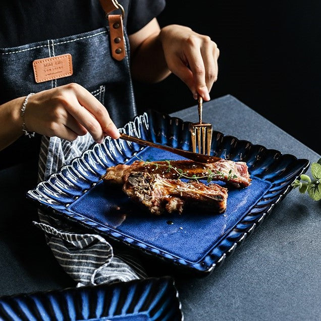 Ruffled Edge Square Ceramic Plate