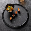 Rustic Black Circular Sushi Plate - Perfect for Minimalist Kitchens