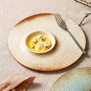 Rustic Textured Rim Ceramic Soup Plate