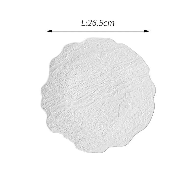 Scalloped Edge White Ceramic Plate