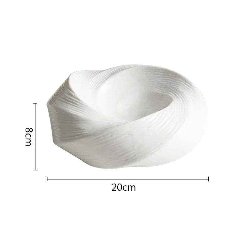 Sculpted White Spiral Plate for Artistic Food Plating