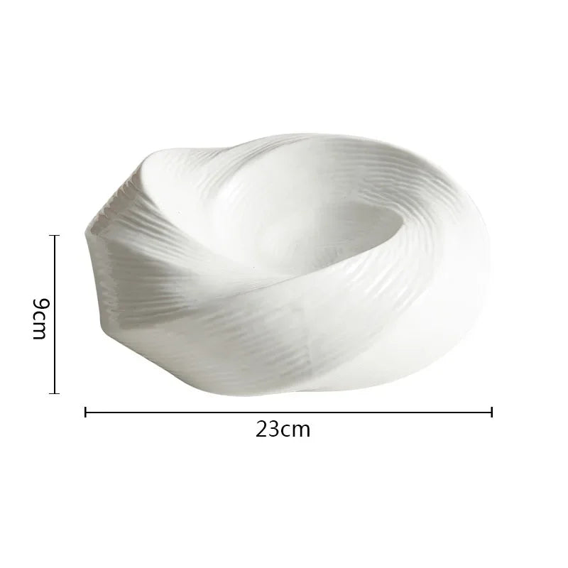 Sculpted White Spiral Plate for Artistic Food Plating
