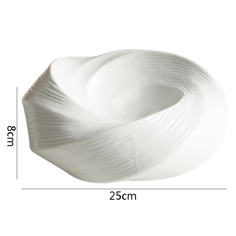 Sculpted White Spiral Plate for Artistic Food Plating